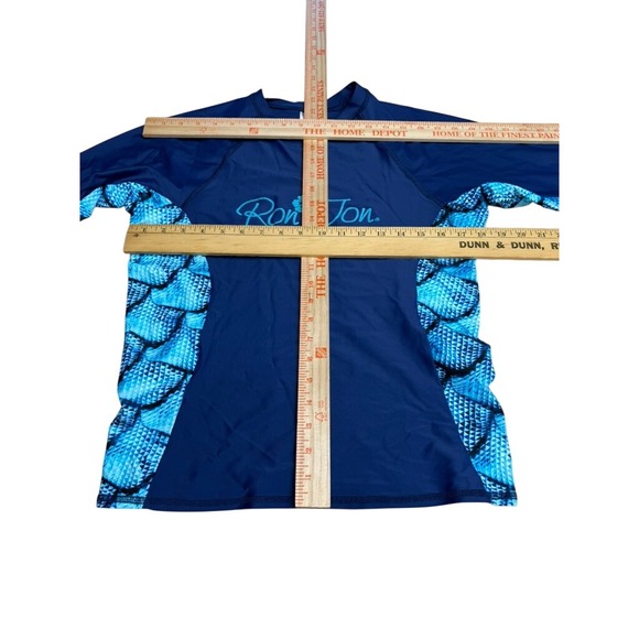 VTG "Ron Jon" Surf Shop Rash Guard Girls XL Navy Blue Mermaid Scale Long Sleeve - Picture 3 of 8